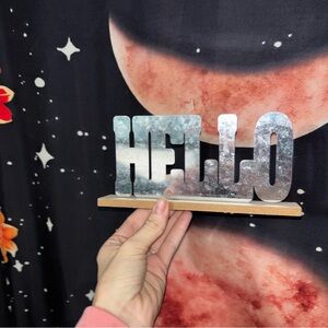 NWT Metal Galvanized 'HELLO' Decorative Sign